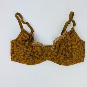 Victoria’s Secret Body Unlined Demi Yellow Lace Bra Size 34D